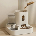 Dispensador automático de agua y comida para mascotas.